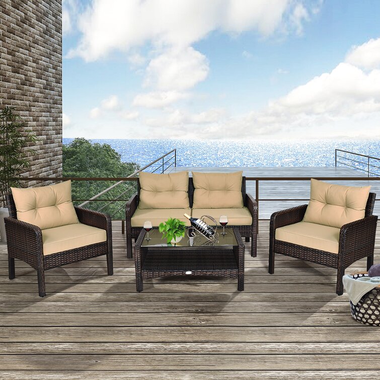 Longshore Tides Beaudin 4 Person Outdoor Seating Group with